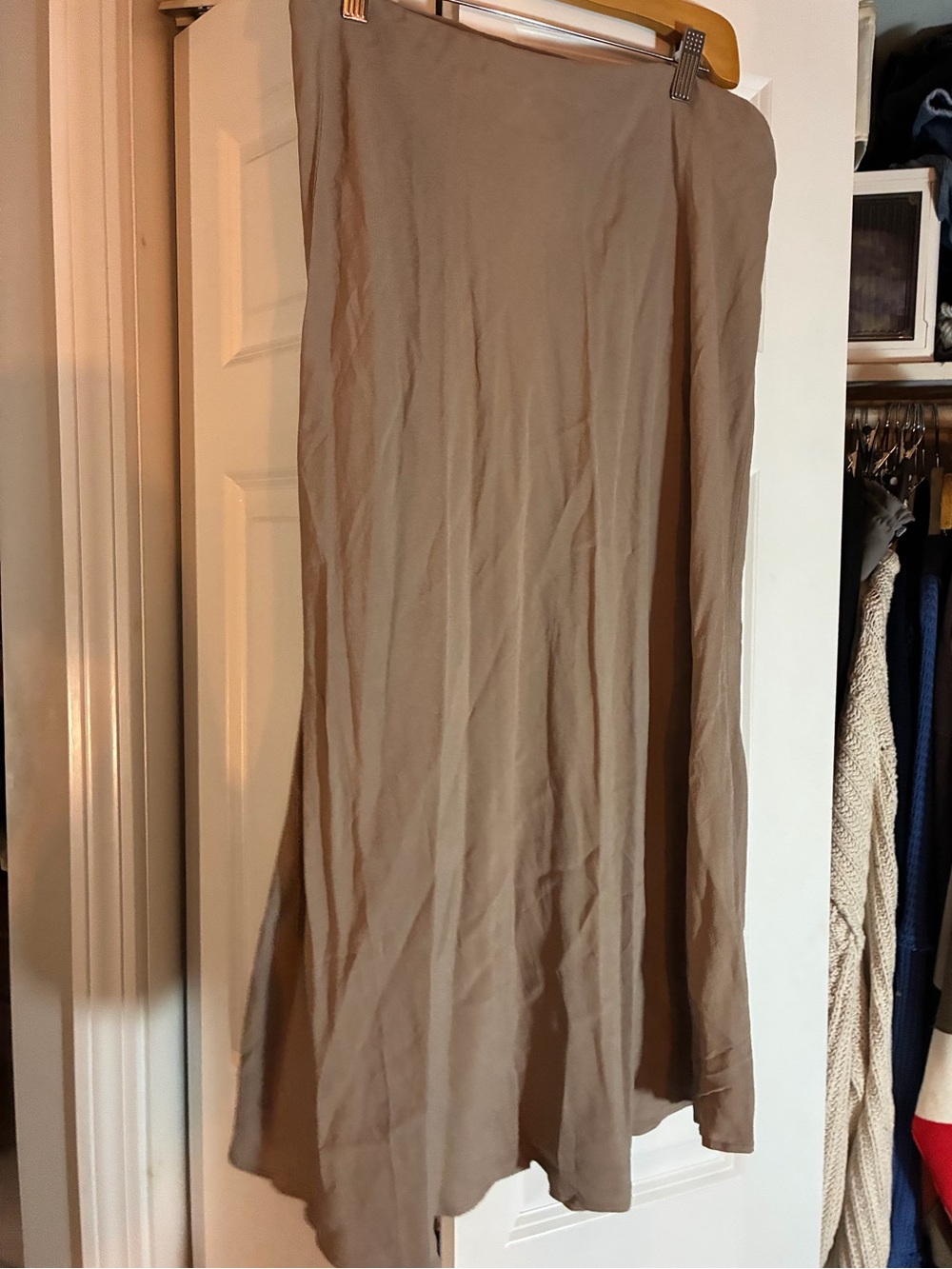 Women's Long A-Line Skirt - Taupe